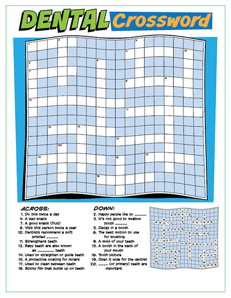 Dental Crossword Puzzle Activity Sheet - Pediatric Dentist in Springfield, MO